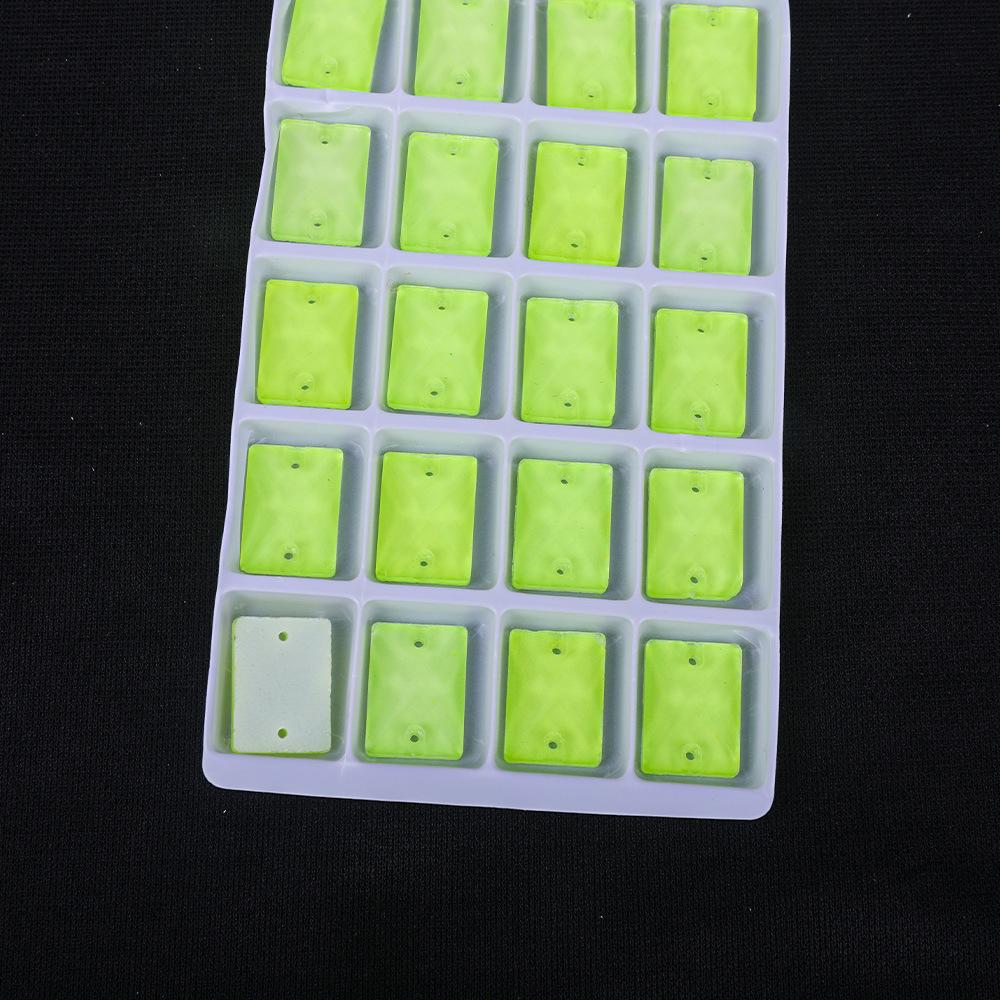 Rectangle Fluorescent Glass Flat Buckle Hand Seam Drill, Double Hole Rhinestone Flat Bottom Drill Diy Accessories Material Package