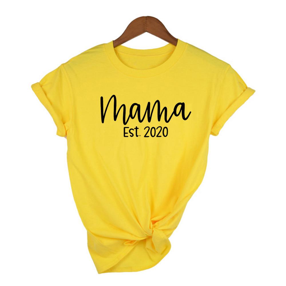 Mama Est Tee Mom Shirts Mum Casual Round Neck Summer Tumblr Clothes T Shirt