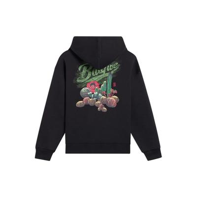 Futter Badfive Herbstkollektion Kapuzenpullover Langarm-Sweatshirt mit Pflanzenprint auf dem Rücken Unisex-Oberteile Schwarz AWDS657-1
