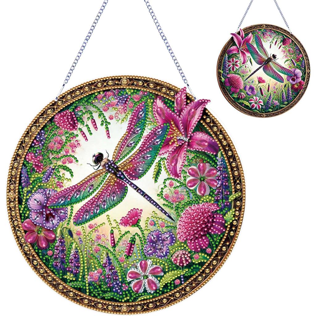 5D DIY Diamantmalerei Punkte Anhänger Doppelseitiger Druck Strassstein Diamantkunst Fensteranhänger für Gartenfenster Dekoration