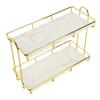 Bathroom Storage Rack Gold White 2 Tier Makeup Shelf Humanized Structure Anti Slip Counter
