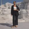 2025 Herbst Damenmode Zweiteiler: Lockere Strickjacke & Weitbeinige Hose