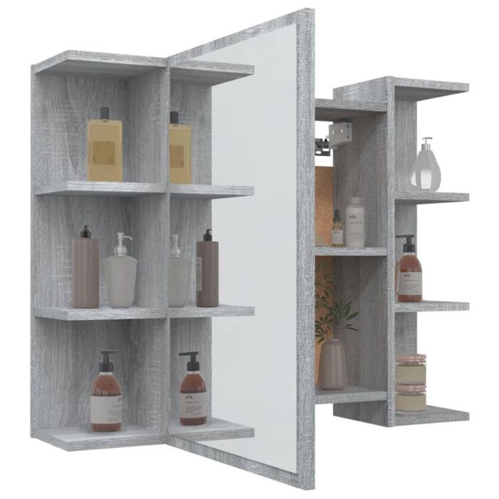 VidaXL Bathroom Mirror Cabinet Sonoma Grey 80x20.5x64cm Wood 815523