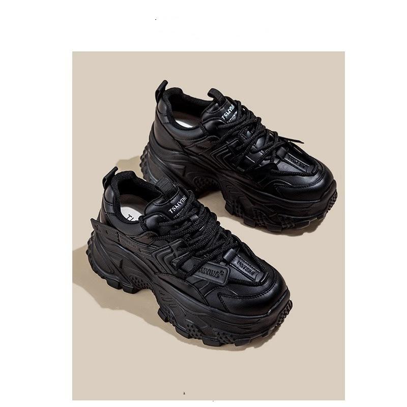 

Платформенные кроссовки для женщин, модные, универсальные, стройнящие и увеличивающие рост, маленькие спортивные и повседневные туфли 40 чёрный