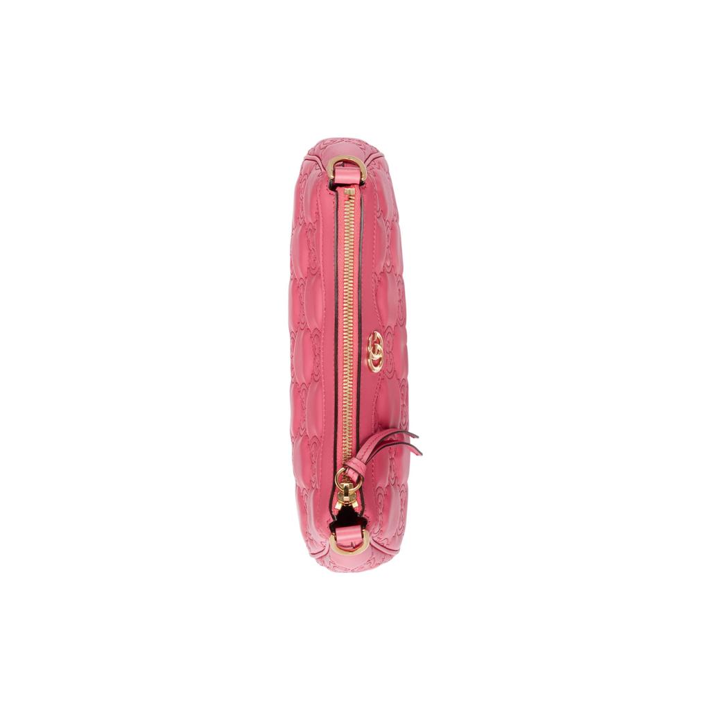 Gucci GG Matelassé Logo Chain Canvas Backpack Leather Mahjong Bag Shoulder Bag Tote Bag Women Bags Gold Pink 735049-UM8HG-8550