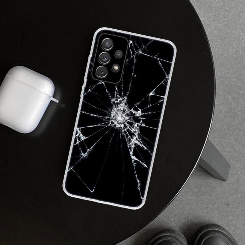 Broken Phone Screen Phone Case Cover for Samsung Galaxy A12 A22 A32 A52 A72 A02S A51 A50S A31 A20S A10S Note 20 Ultra 10 Plus Ga
