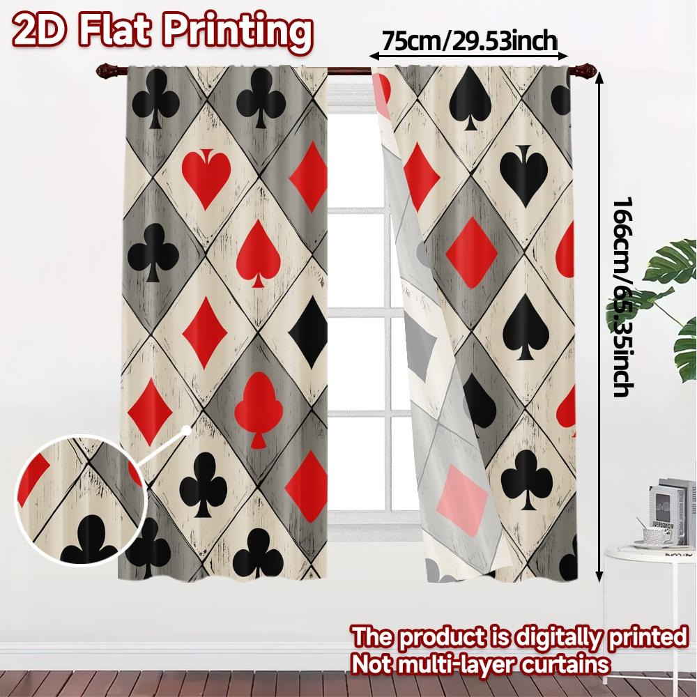 2D Flat Printing  JIT 2pcs   Curtains (Without Rod) Card Curtain Popular Minimalist Curtains Machine Washable Fabric Curtains