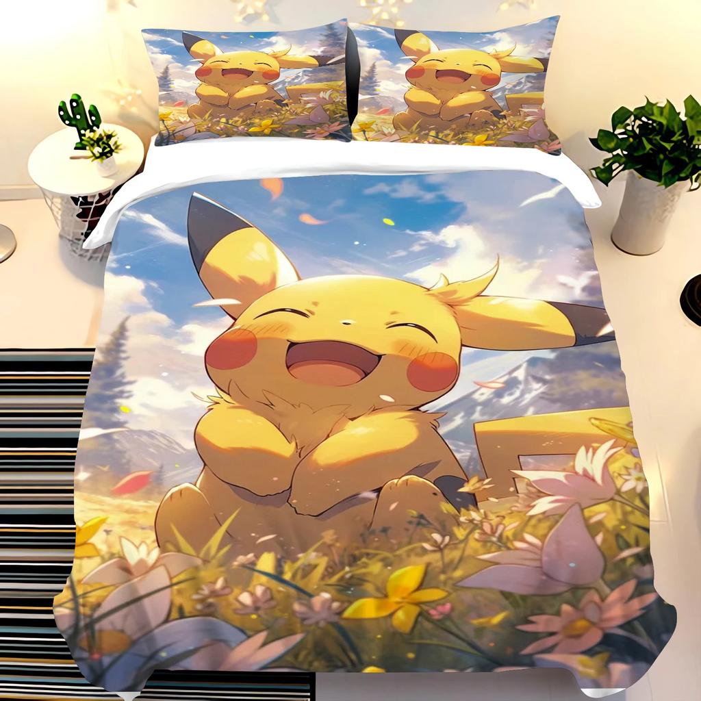 Electric Mouse Bedding Set Children'S Bedding Set Squirtle Quilt Duvet Cover King Size Twin Covers Children Printed 100% Polyest