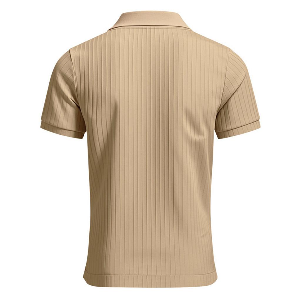 Summer Men's T-shirt Strip Quick-drying Stretch Lapel Shirt