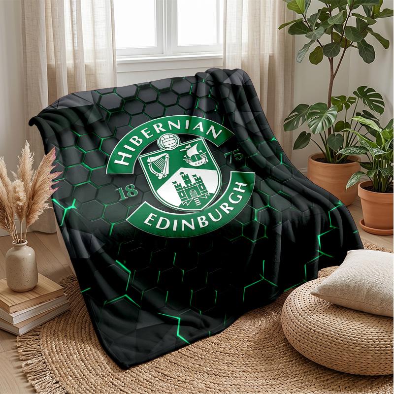 Hibernian FC Morbida Coperta in Pile di Flanella Leggera Accogliente Calda Coperta da Divano Letto Decorazione per la Casa
