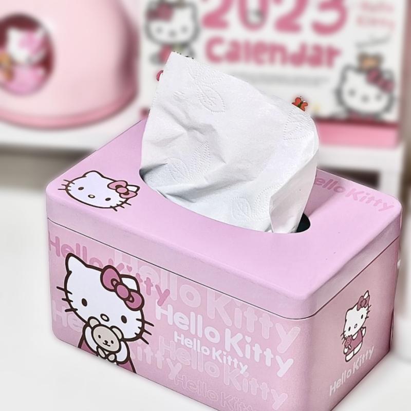 1PC Tissue Box Stylish Iron Storage Box Girly Cartoon Cute Home Tissue Holder Dorm Desk Organizer