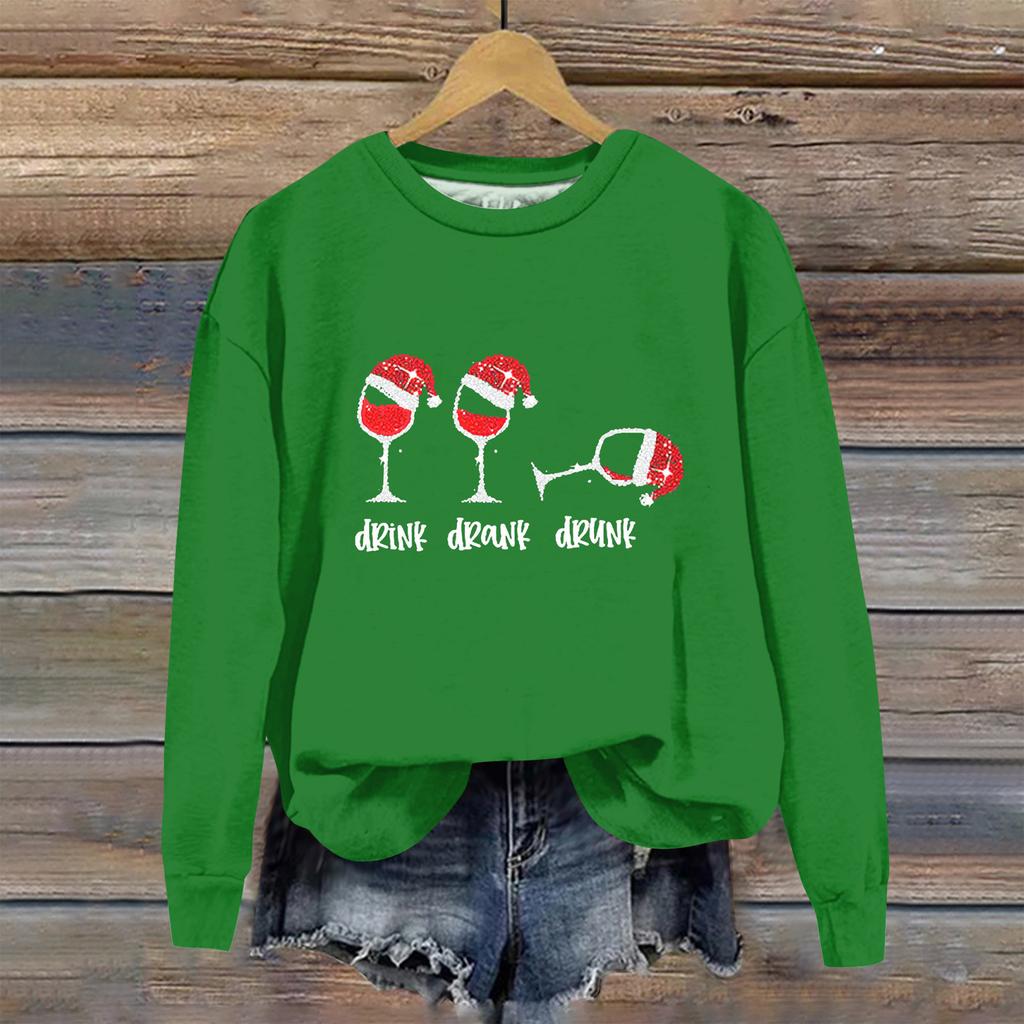 Women's Fashion Printed Long Sleeve Loose Round Neck Sweatshirt Top Fall