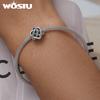 WOSTU 100% 925 Sterling Silber Keltischer Knoten Herzförmige Retro Anhänger Perlenbesetzt Für Frauen Passend Original DIY Armband Halskette Schmuck