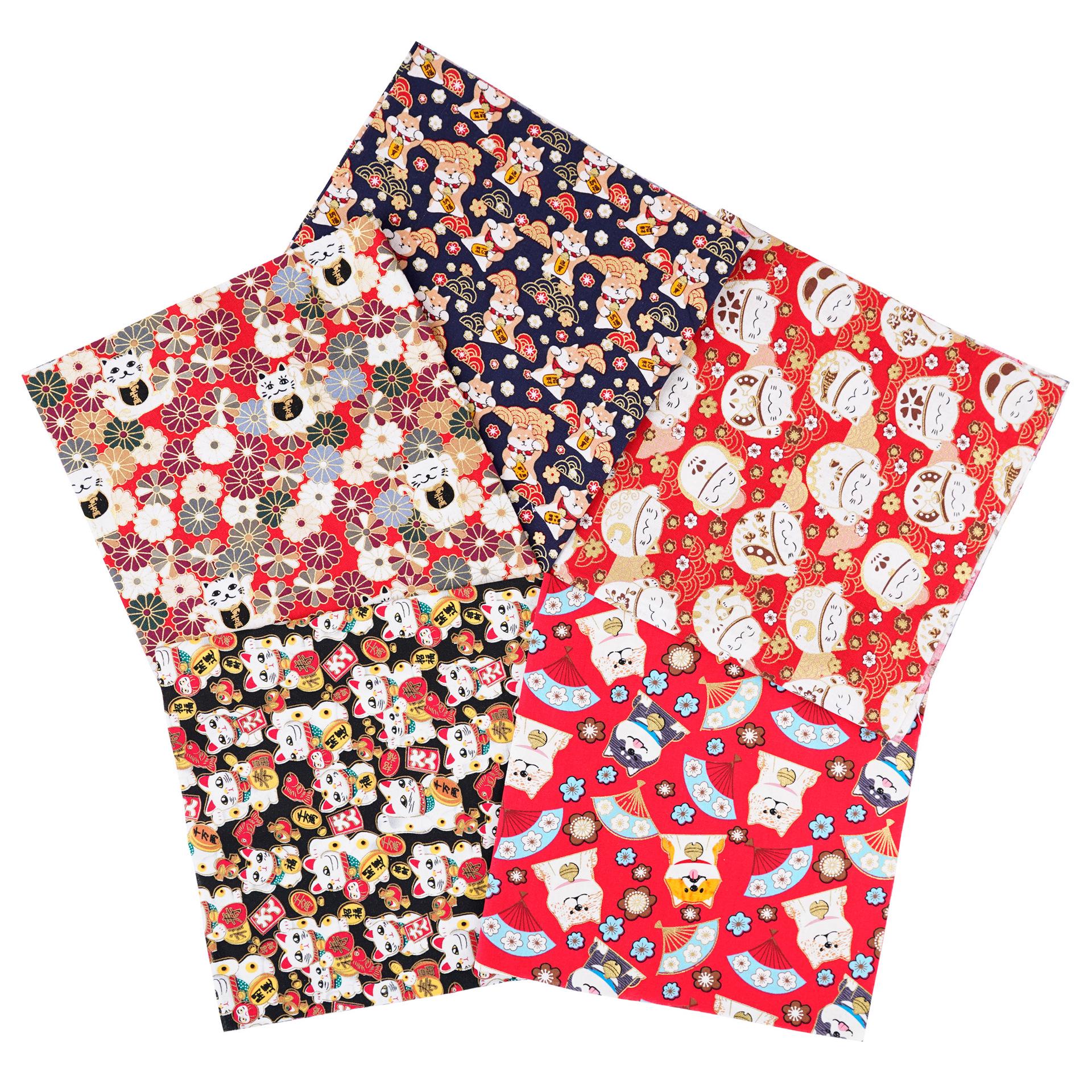 

Комплект хлопковой ткани с цветочным узором в японском стиле: 5 цветных пэчворков для проектов своими руками