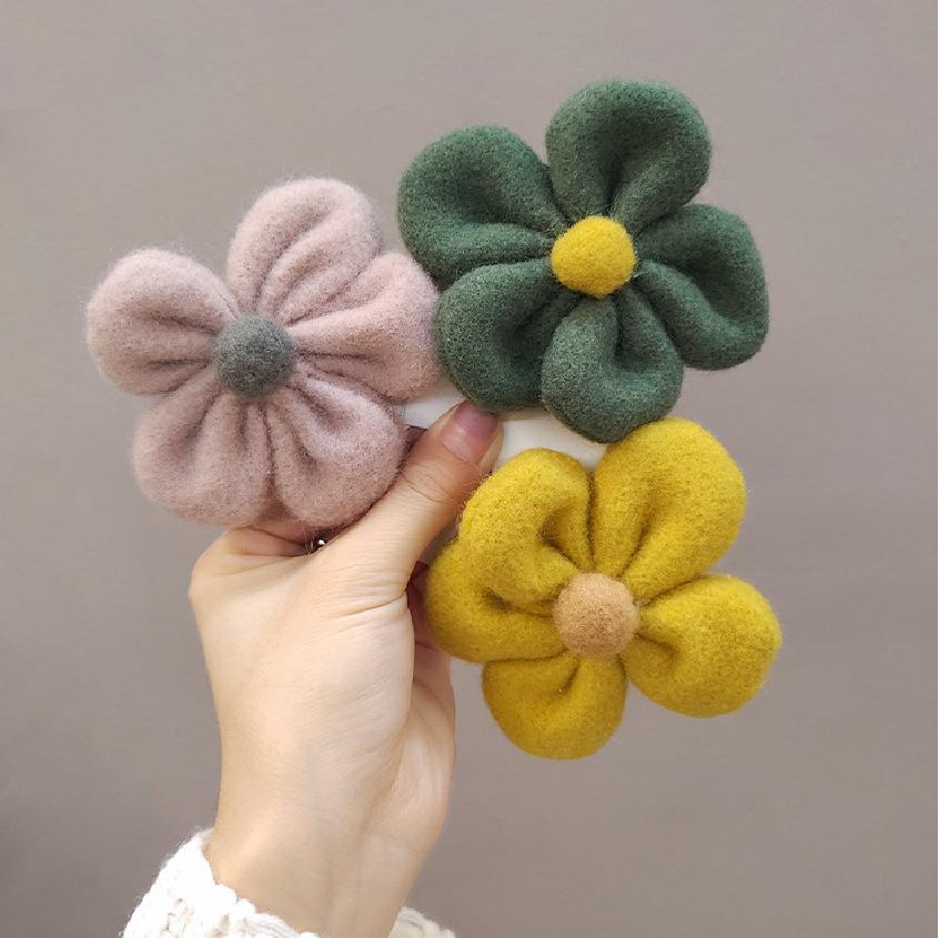 Korean Cute Woolly Flower Plush Hair Tie Headband