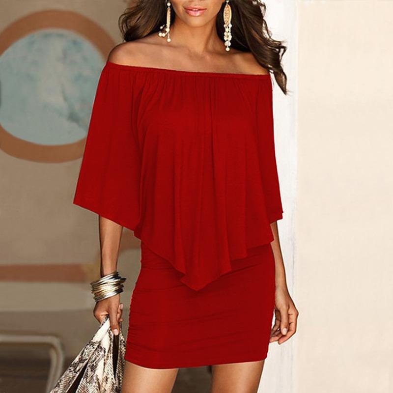 New wish women's dress sexy one-word collar hip skirt