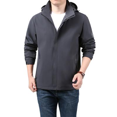 Men's Spring and Autumn Coat Printing Thin Hooded Windbreaker Outdoor Sports Jacket Men's Jacket