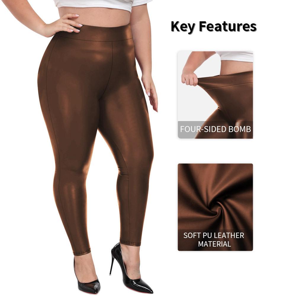 Yoga Pants New Arrival High-Waisted PU Solid-Colour Casual Pants Pencil Pants Tight Pants
