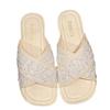 Flat bottom beautiful small cool slippers women's summer wear new high-end silver sequins with skirt one-word drag
