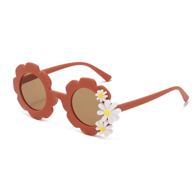 Kids Cute Round Sunflower Sunglasses Boys Girls Outdoor Travel Beach Acrylic Sun Glasses Sun Shade Eyewear UV400