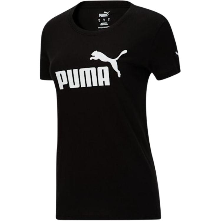 

Puma Essentials Logo Printed Sports Crew Neck Short Sleeve T-Shirt Women Tops Black 586295-01 XL
