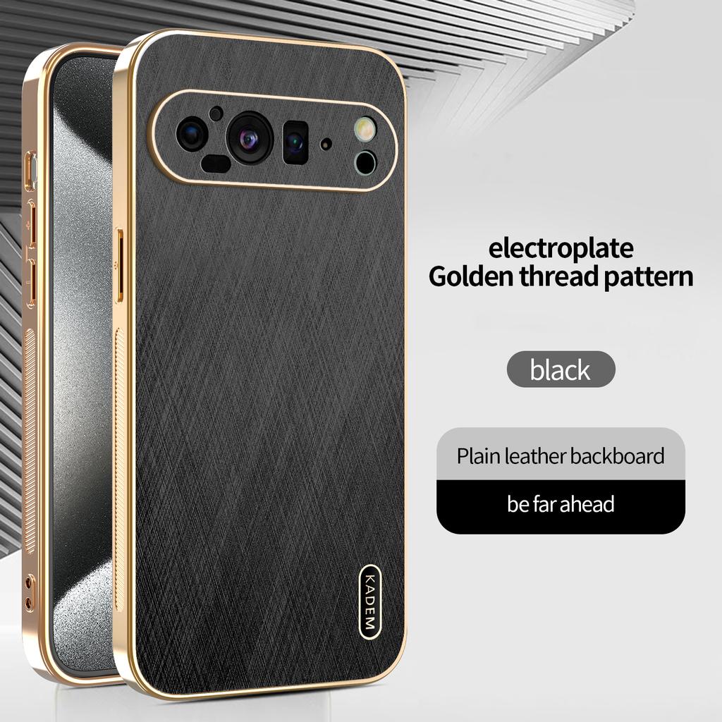 Plating Gold Silk Skin Case For Google Pixel 10 9 XL 8 7 6 Pro 8 7 6 A Leather Shockproof Cover for Pixel 9pro xl 8a 9A 8pro 7A