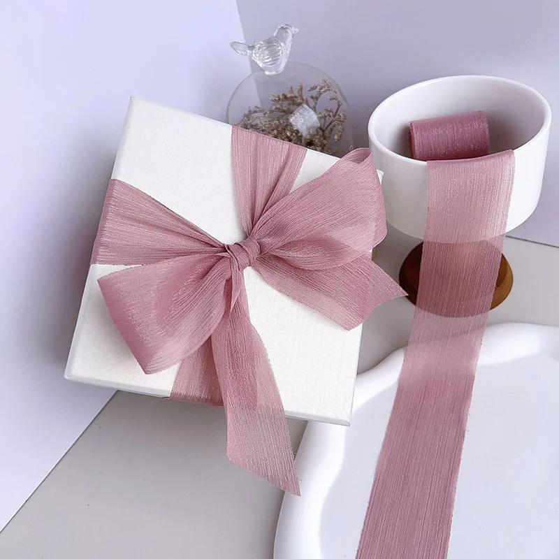 Silver Sparkling Yarn Ribbon Chiffon Wedding Wrinkle Mesh Accessories Bright Silk Wrinkle Gift Box Flower Bundle Packaging