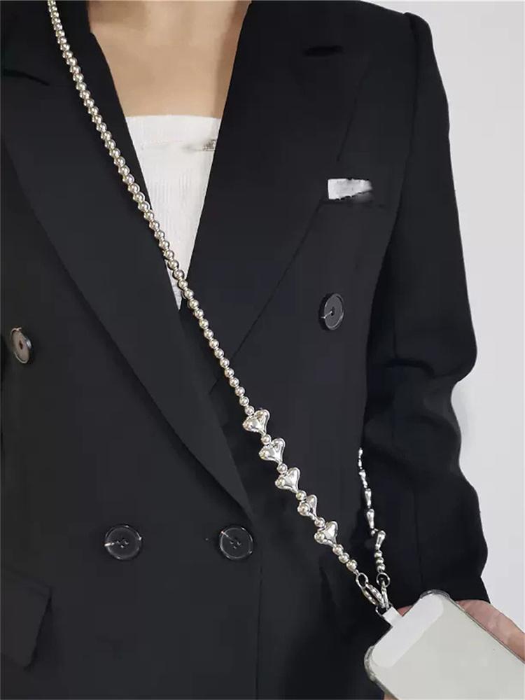 Korea Retro Love Heart Long Mobile Phone Anti-lost Lanyard Halter Chain Outdoor Hanging Chain Phone Case Chain Diagonal Lanyard