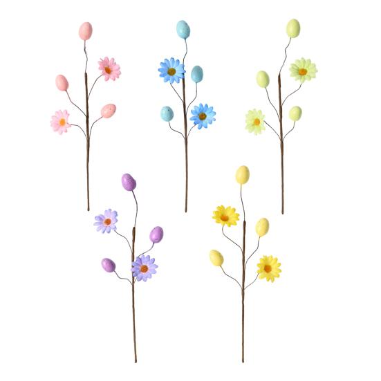 Easter Egg Picks Spring Artificial Flower Branch with Colorful Eggs for Floral Arrangements Party Home Table Centerpiece