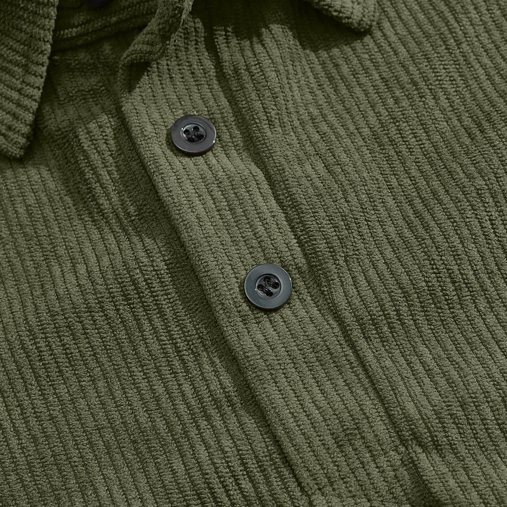 Men's  Casual Outdoor Lapel Corduroy Pullover Long-sleeved Top