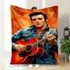 "Elvis Presley Guitarist Art Print: Iconic Style and Music"Blanket Flannel Throw Blanket for Sofa, Bed, Travel, Camping, Office, Couch, Chai