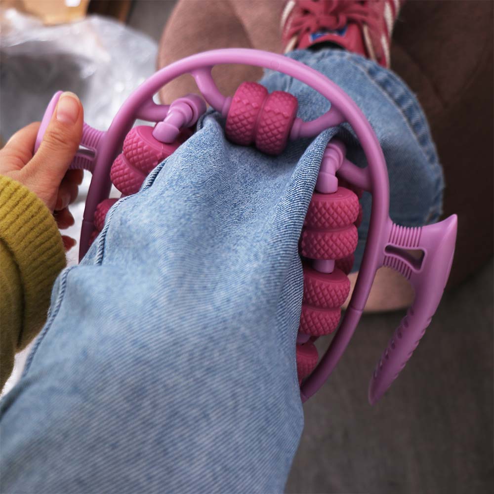 360-degree Rotation Annular Leg Clamp Massager 26 Wheel Manual Muscle Massager Roller  Yoga Fitness