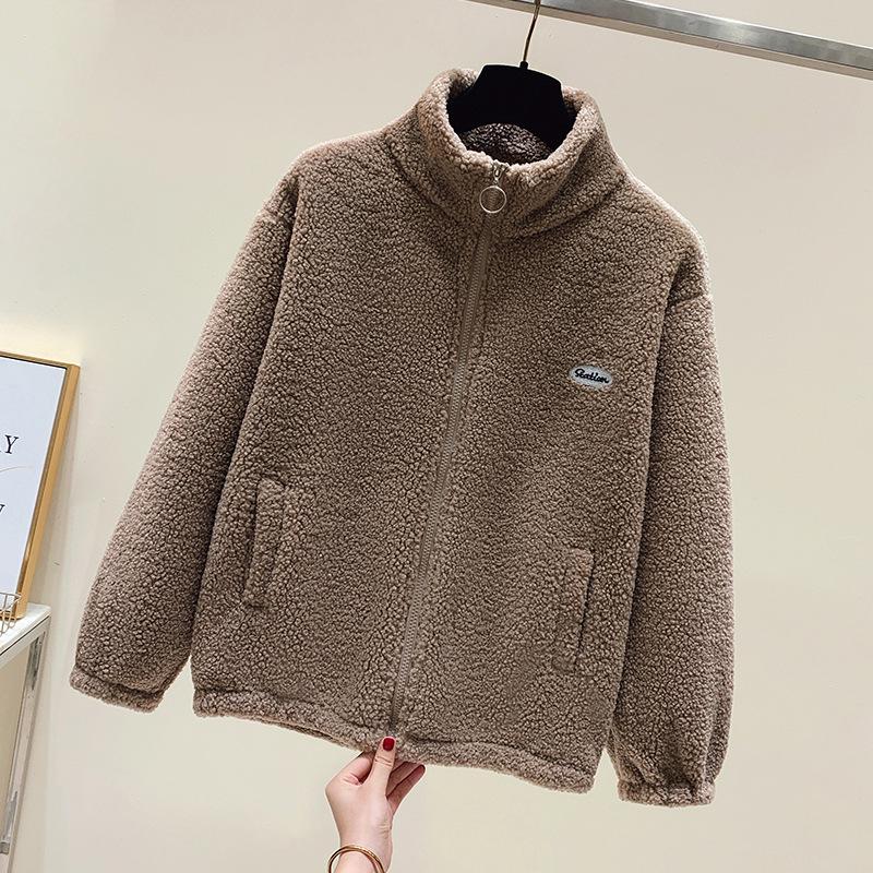 Unisex Fleece-Lined Lamb's Wool Jacket - Warm and Thick for Autumn/Winter