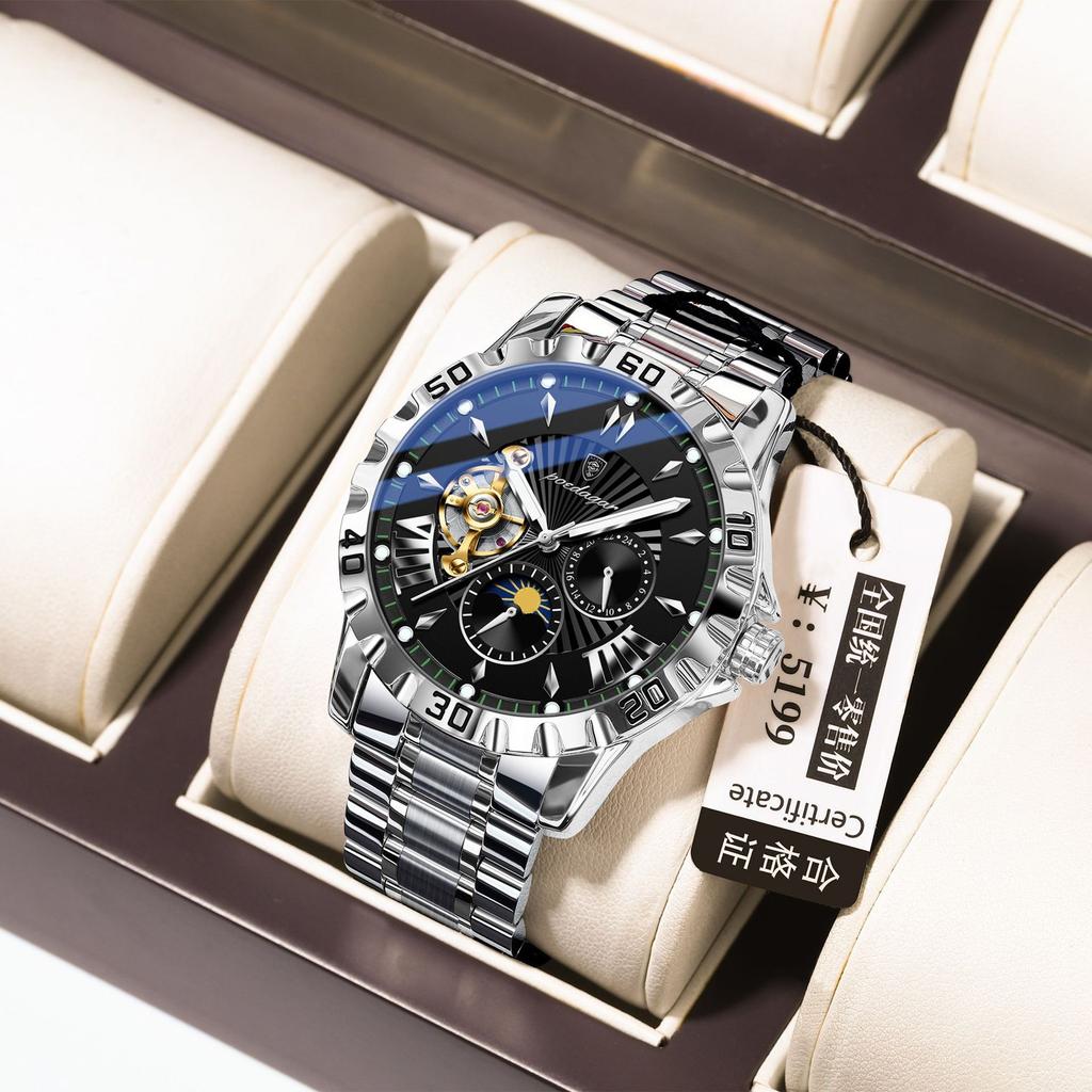POEDAGAR National Top Swiss Brand Automatic Mechanical Watch for Men Multi Function Luminous Water Resistant