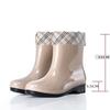 Four Seasons Rain Shoes Women's Short Thermal Rain Boots Adult Velvet Cotton Waterproof Shoes Non-slip Work Rubber Shoe Cover Water Boots Winter