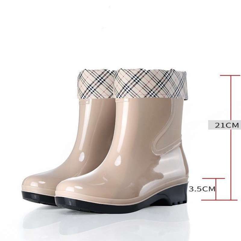 Four Seasons Rain Shoes Women's Short Thermal Rain Boots Adult Velvet Cotton Waterproof Shoes Non-slip Work Rubber Shoe Cover Water Boots Winter