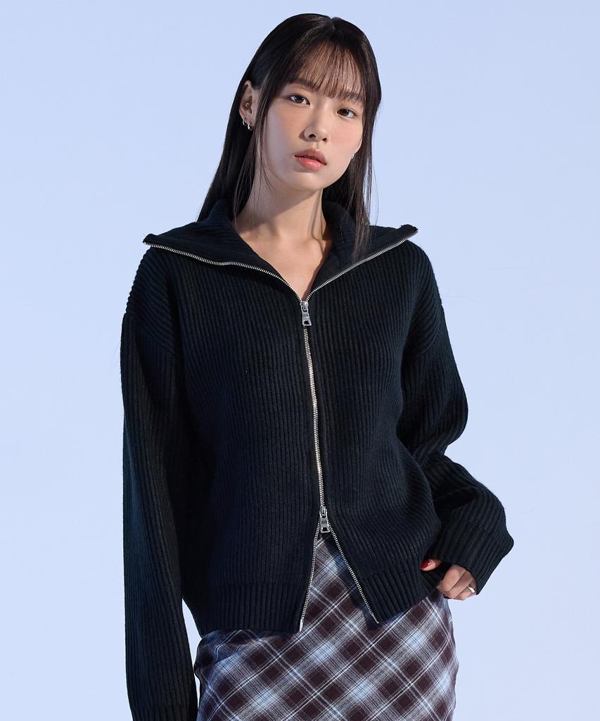 MOAA Two-Way Zip-Up Knit (Black)