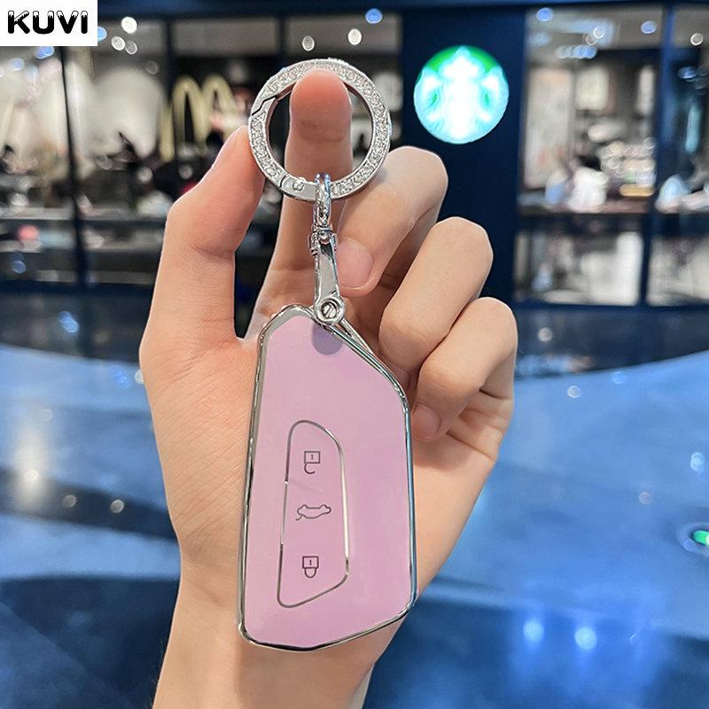 TPU Auto Schlüsselhülle Abdeckung Für Vw Volkswagen Mk8 Golf 8 Id.3 Id.4 Cupra Skoda Octavia A8 Seat Leon Mk4   Formentor Tarraco brown