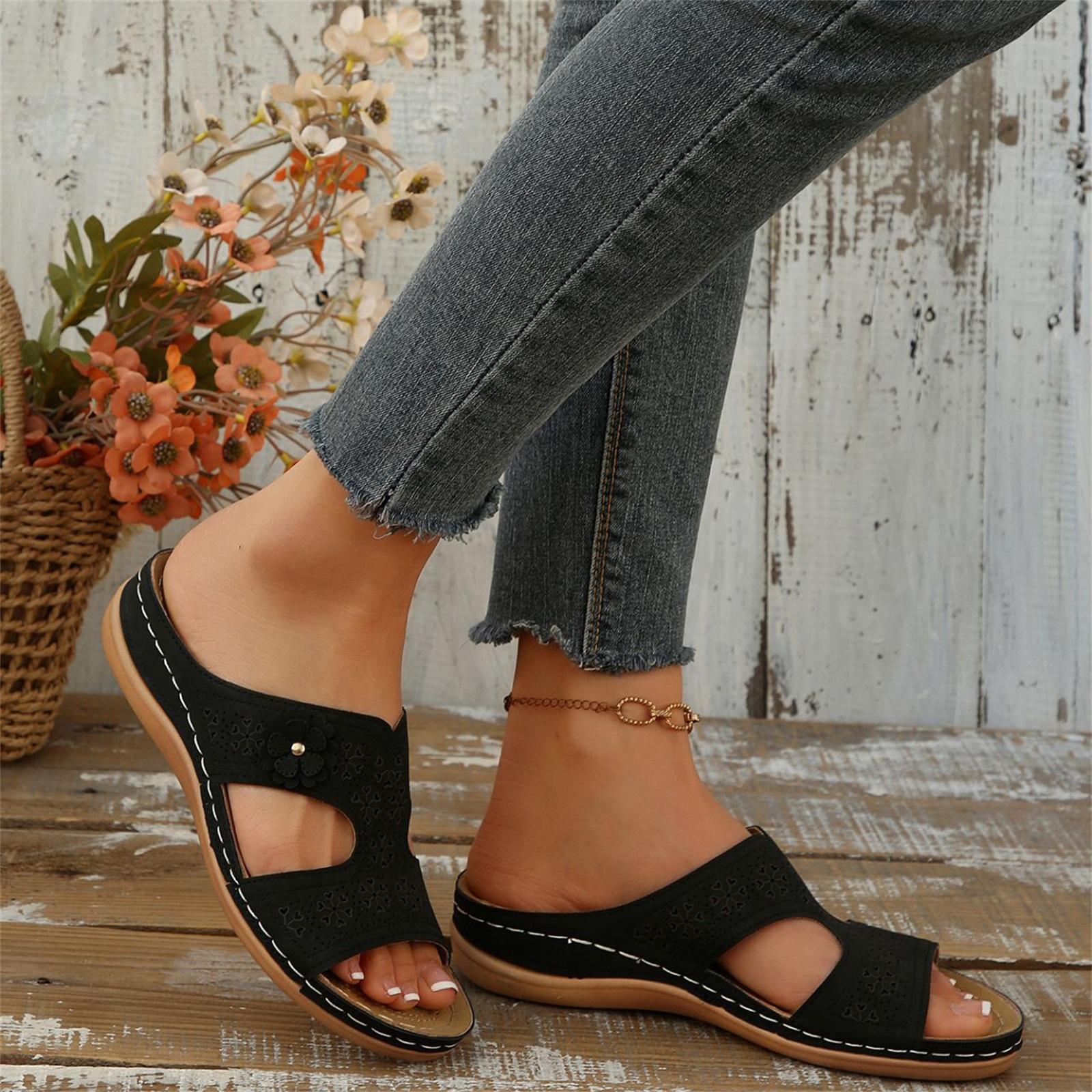 Women s Fashionable Casual Plus-Size - Hollow-Out Sandals 36 чёрный