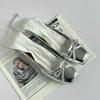Silver Ballet Flats Women's Spring New Butterfly Knot Slip-On Shoes Round Toe Rubber Bottom Simple Style Casual Loafers
