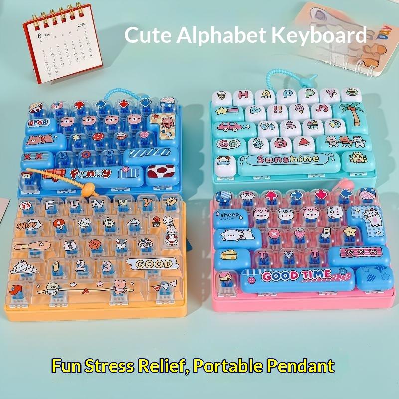 26 Grids Toy Clicker Keychain Stress Relief Keyboard Keychain Decompression Toy Backpack Pendant Charms Gift Keycap Clicker