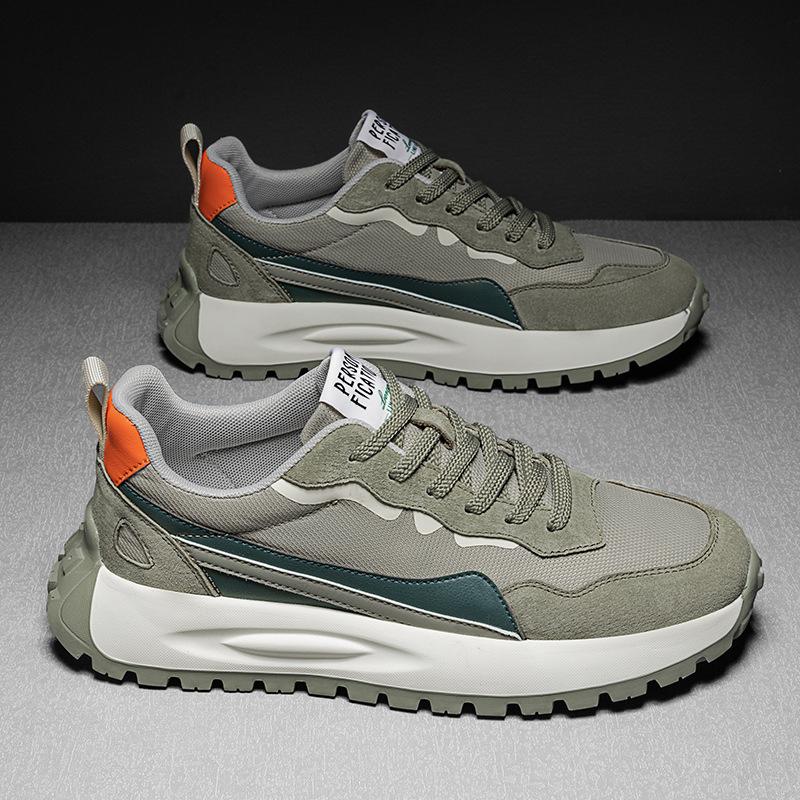 High quality leather Internet celebrity explosion platform men's shoes new mesh breathable sports casual shoes men's Forrest Gump tide shoes