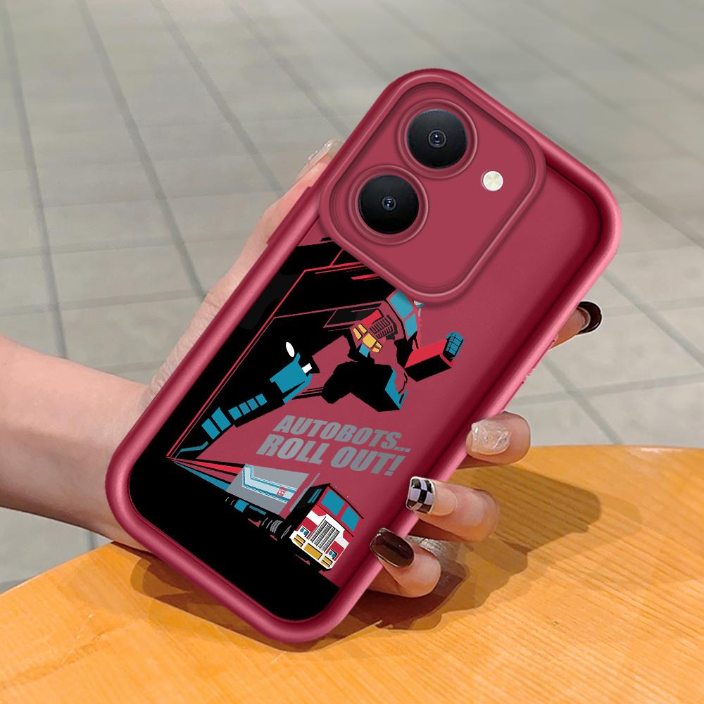 

Мягкий силиконовый квадратный чехол с рисунком лестницы для телефона, полное покрытие, противоударный защитный резиновый чехол для камеры для Vivo Vivo Y11 2023 темно-красного