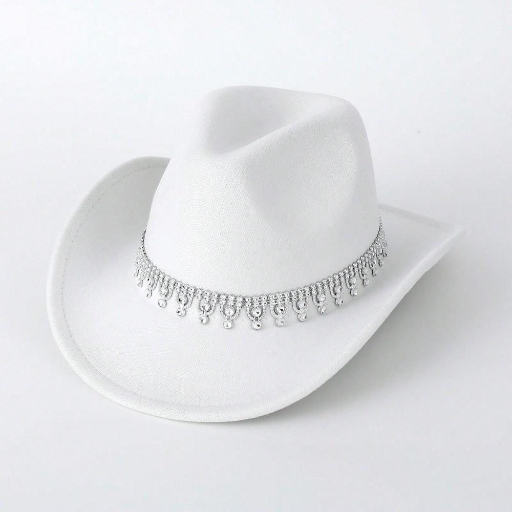 Sparkling Felt Fedora Hat Rhinestone Decoration Top Hat Elegant Western Cowboy Hat Party
