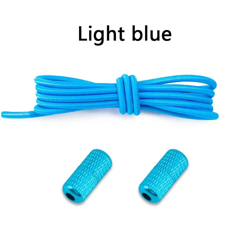 1 Pair No Tie Shoelaces Round Metal Capsules Lock Elastic Shoe Laces For Sneakers Rubber Band Lazy Shoes Lace Accessories
