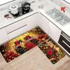 2Pcs Anti Fatigue Kitchen Rugs Merry Christmas Ball Waterproof Non-Slip Thick Cushioned Kitchen Mat Heavy Duty Comfort Standing Mat for Kitchen