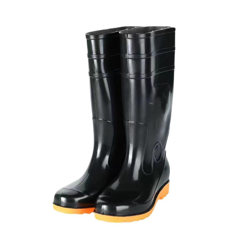 Men's high tube rain shoes water shoes fashion beef tendon sole rain boots rubber shoes non-slip thickened labor protection water boots men's fashion