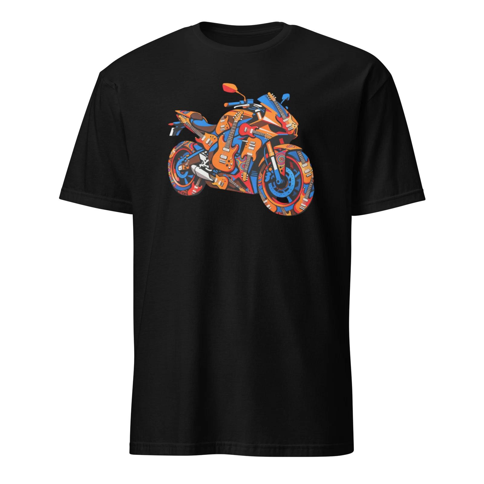 

Guitar Motorcycle Unisex T-Shirt, Music Rallies Speed Bike Style Rock Ride Fun XL