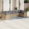 Vidaxl 10-Cz. Garden Furniture Set With Cushions, Beige, Poly Rattan