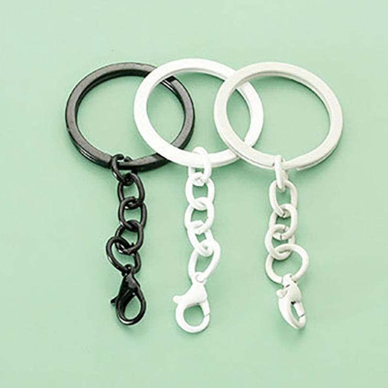 10 Pieces Colorful Metal Keychain Rings with Chains and Clasps for Keys Fashionable Key Holders Jewelry Accessories